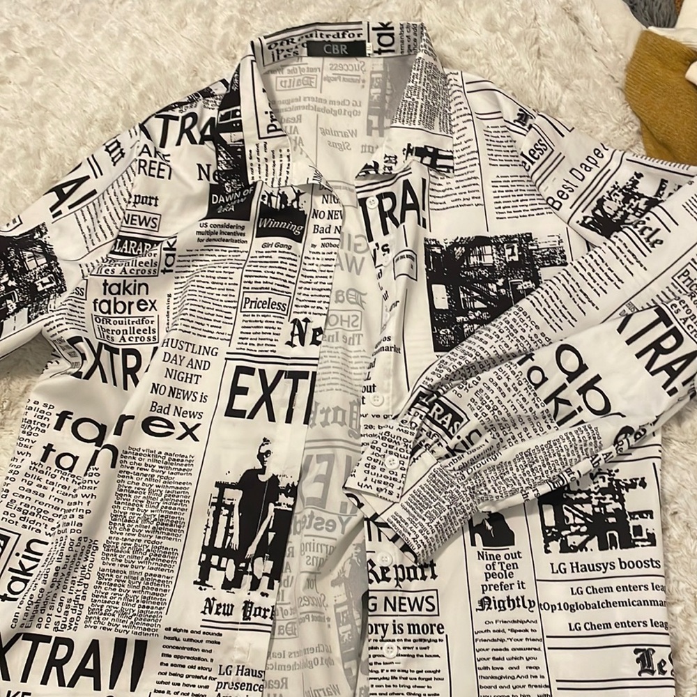 Newspaper button down shirt
